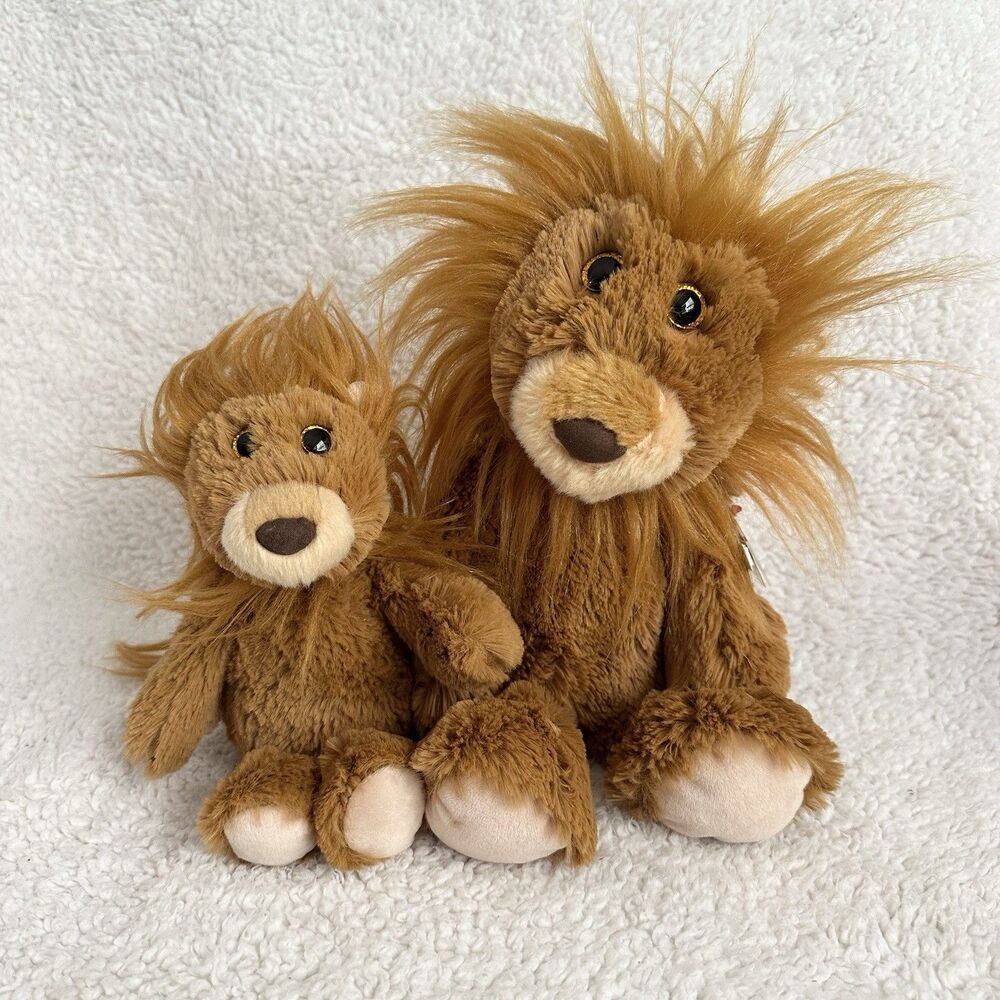 Ty Attic Treasures Cuddlys Leon Lot Of 2 Big And Little Lion Plush Sparkle Eyes